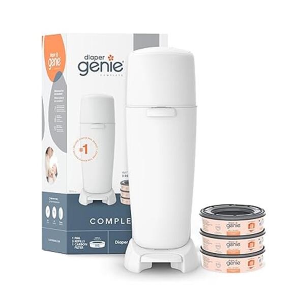 Diaper Genie Complete Pail (White) | Includes 3 Refills that hold up to 810 - Picture 6 of 6